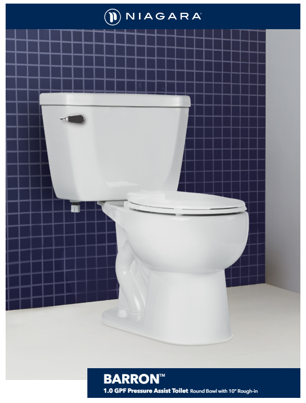 BARRON<sup>®</sup> 1.0 GPF 12″ Rough-In Round Bowl Toilet
