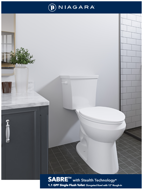 SABRE<sup>®</sup> 1.28 GPF 12″ Rough-In Elongated Bowl ADA Height Toilet