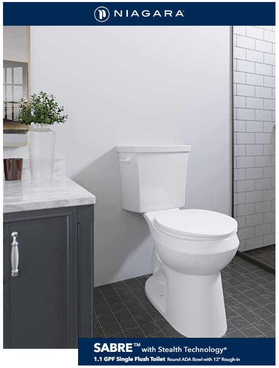 SABRE<sup>®</sup> 1.28 GPF 12″ Rough-In Round Bowl ADA Height Toilet