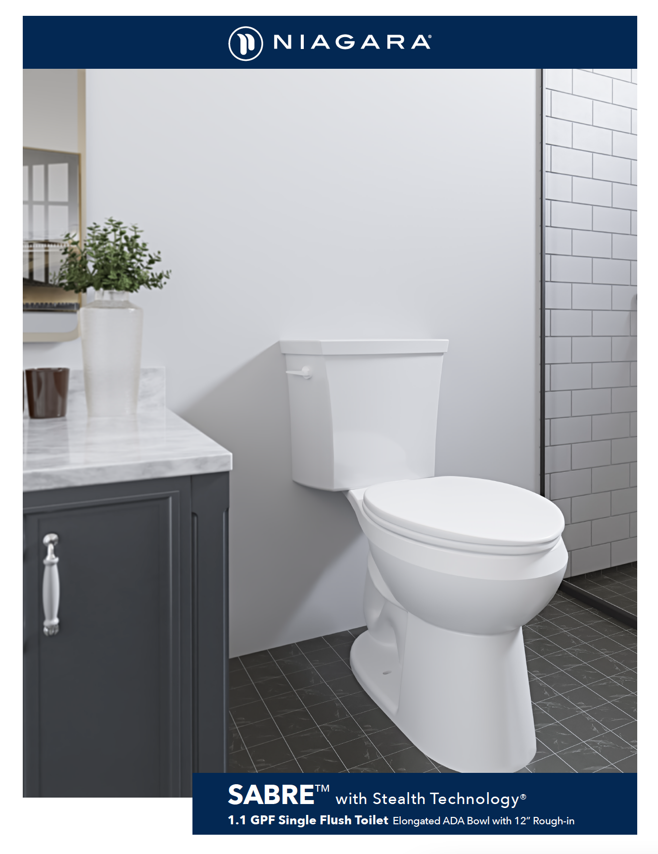 SABRE<sup>®</sup> 1.1 GPF 12″ Rough-In Elongated Bowl Toilet