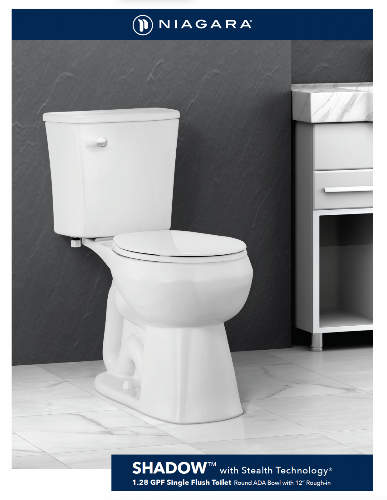 SHADOW<sup>®</sup> 1.28 GPF 12″ Rough-In Round Bowl ADA Height Toilet