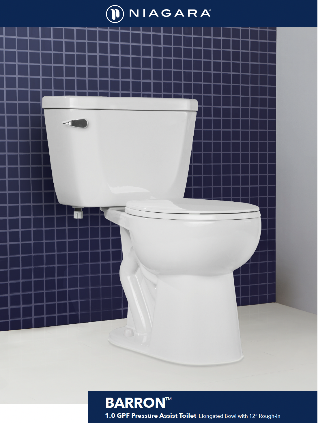 BARRON<sup>®</sup> 1.0 GPF 12″ Rough-In Elongated Bowl Toilet