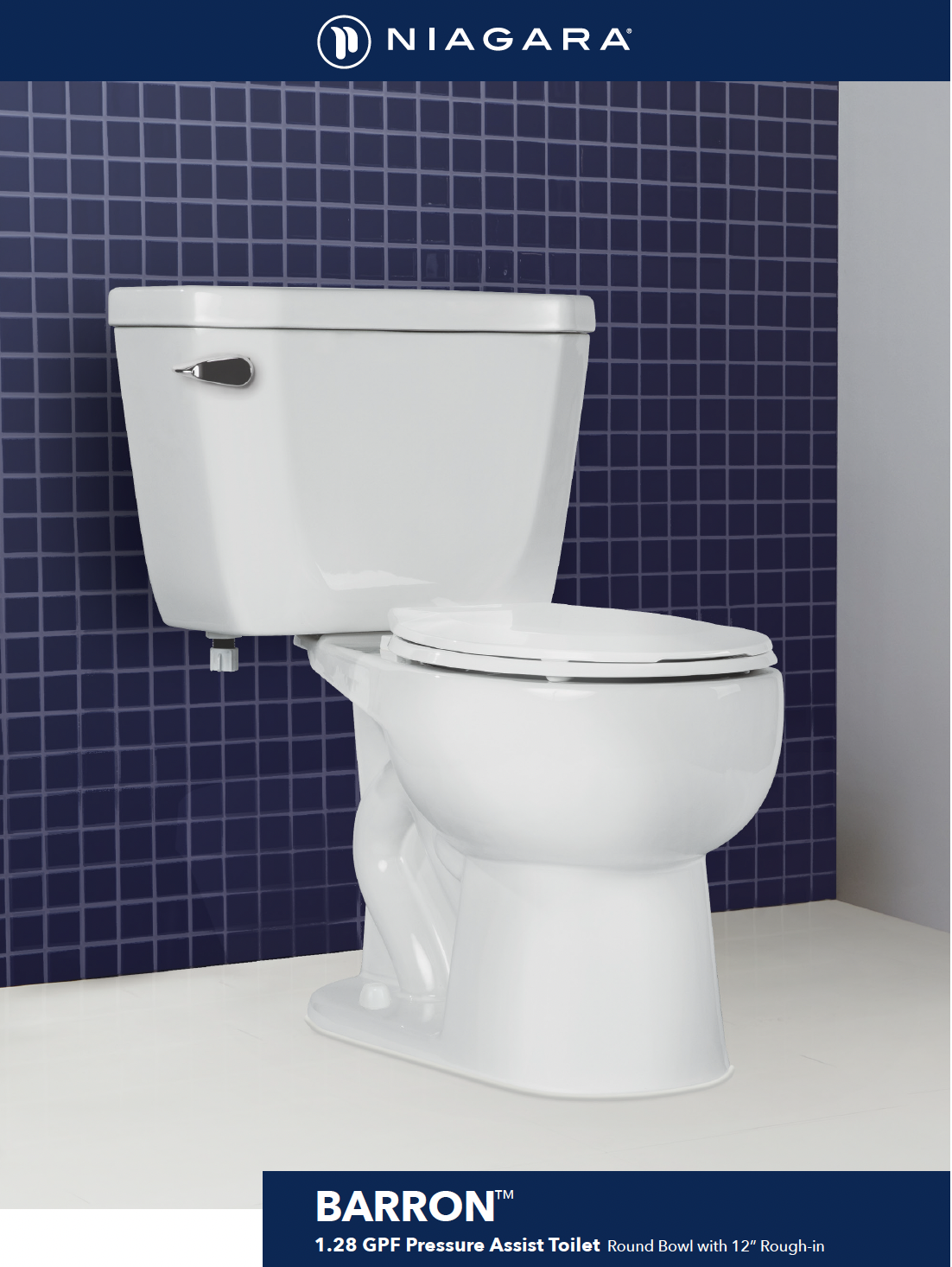 BARRON<sup>®</sup> 1.28 GPF 12″ Rough-In Round Bowl Toilet