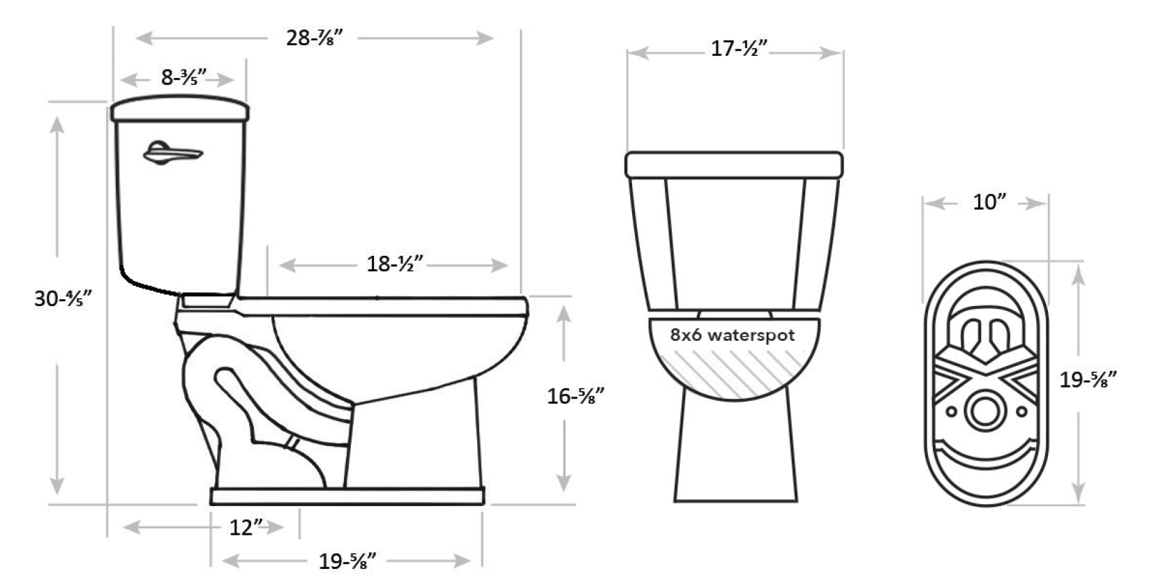 LIBERTY 12" Rough-In Elongated ADA Toilet technical info