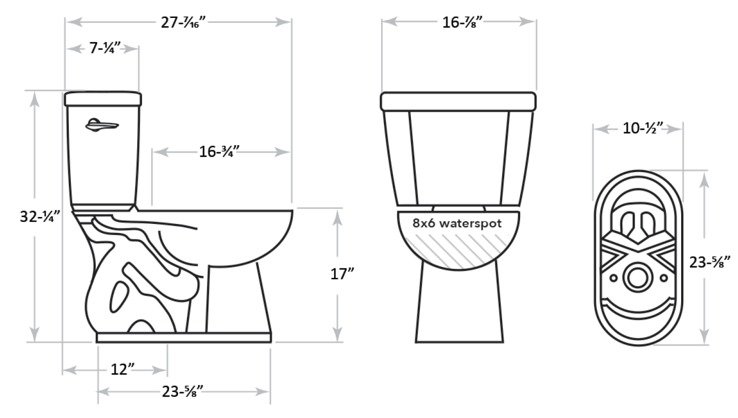 Sabre 1.28 GPF ADA toilet technical info