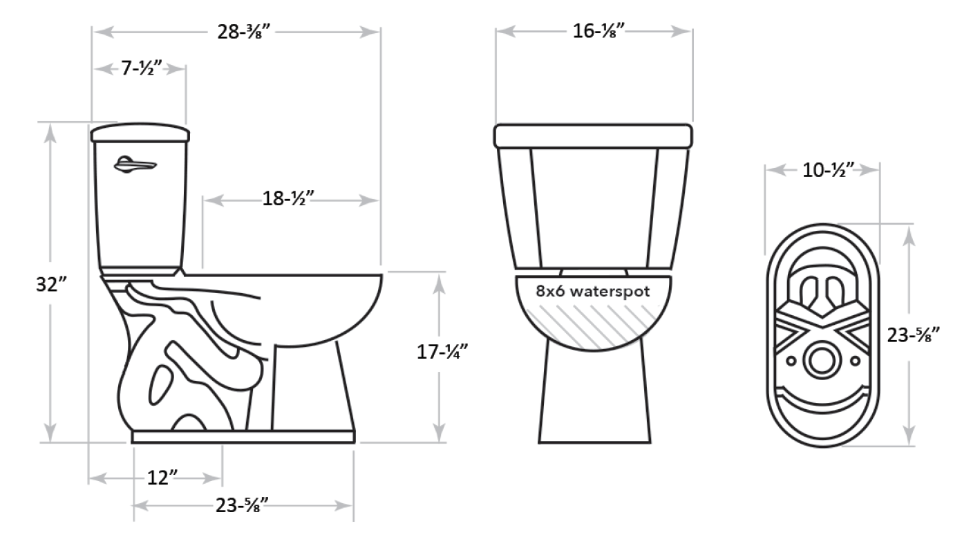 Shadow elongated ADA toilet technical info