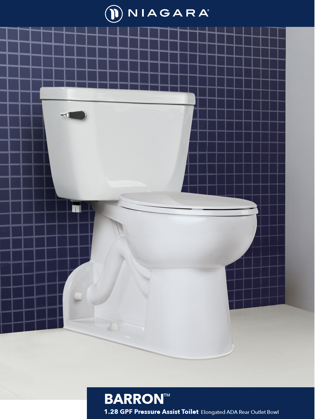 BARRON<sup>®</sup> 1.28 GPF Back Outlet Elongated ADA Bowl Toilet