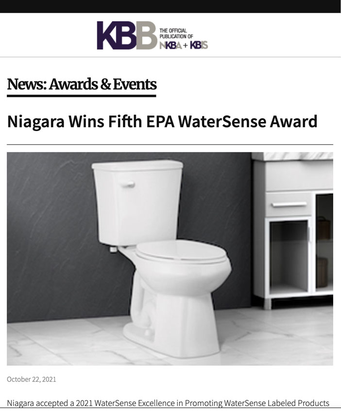 Kitchen & Bath Business Niagara Wins 5th WaterSense Award