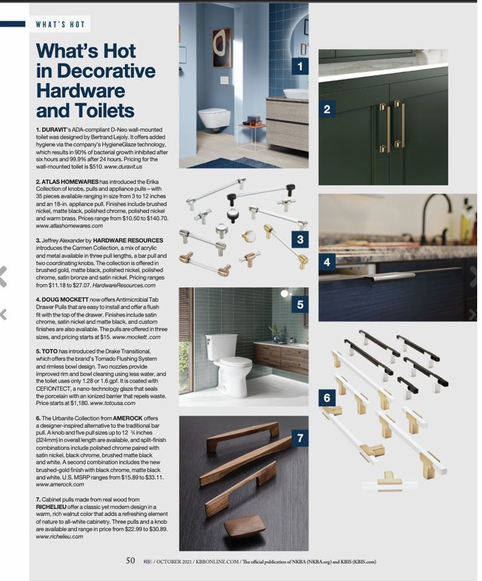 Kitchen & Bath Business: What's Hot in Decorative Hardware and Toilets