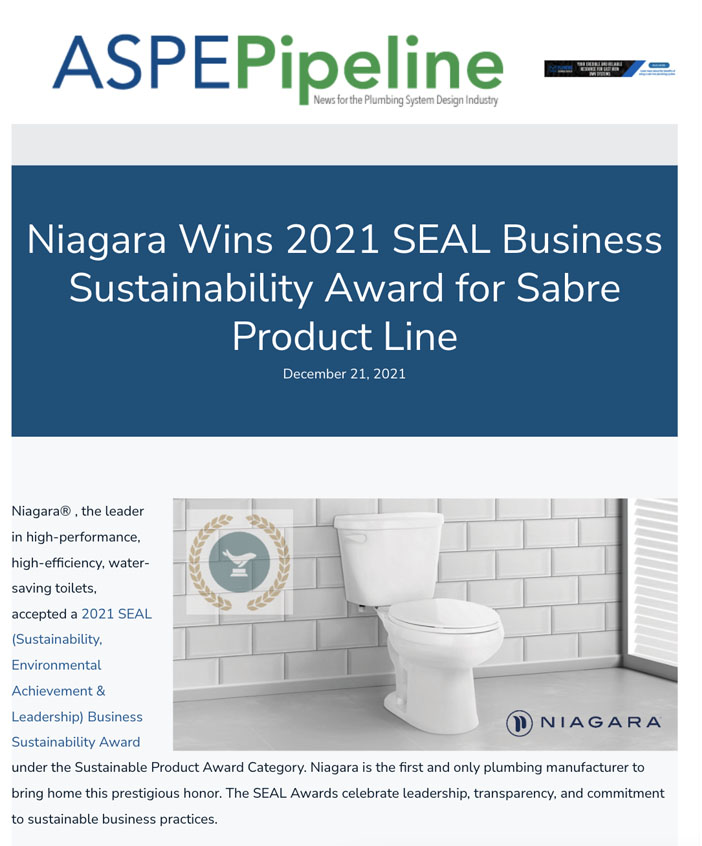 ASPE Pipeline: Niagara wins national Seal award for sustainability