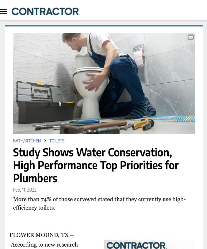 Contractor: Study Shows Water Conservation, High-Performance Top Priorities for Plumbers