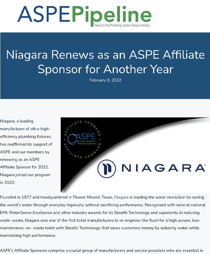 ASPE Pipeline: Niagara Renews as an ASPE Affiliate Sponsor for Another Year