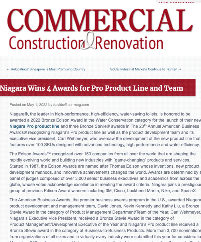 Niagara Wins 4 Awards for Pro Product Line and Team