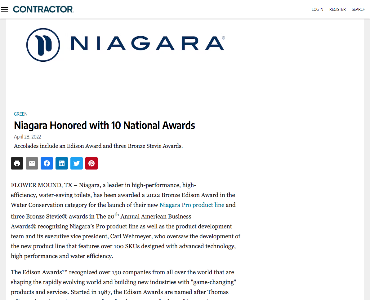 Niagara Honored with 10 National Awards
