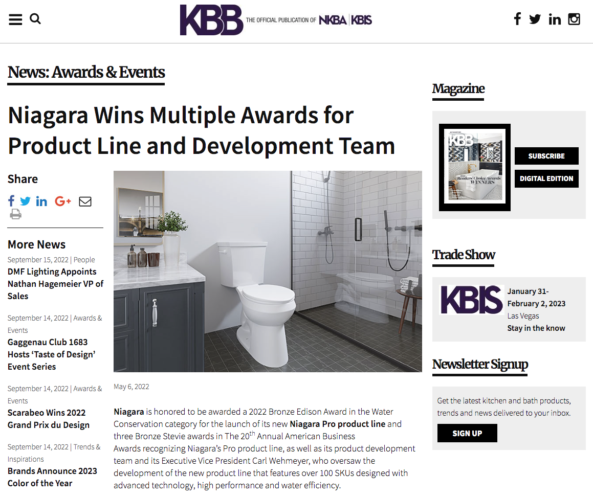 Niagara Wins Multiple Awards for Product Line and Development Team