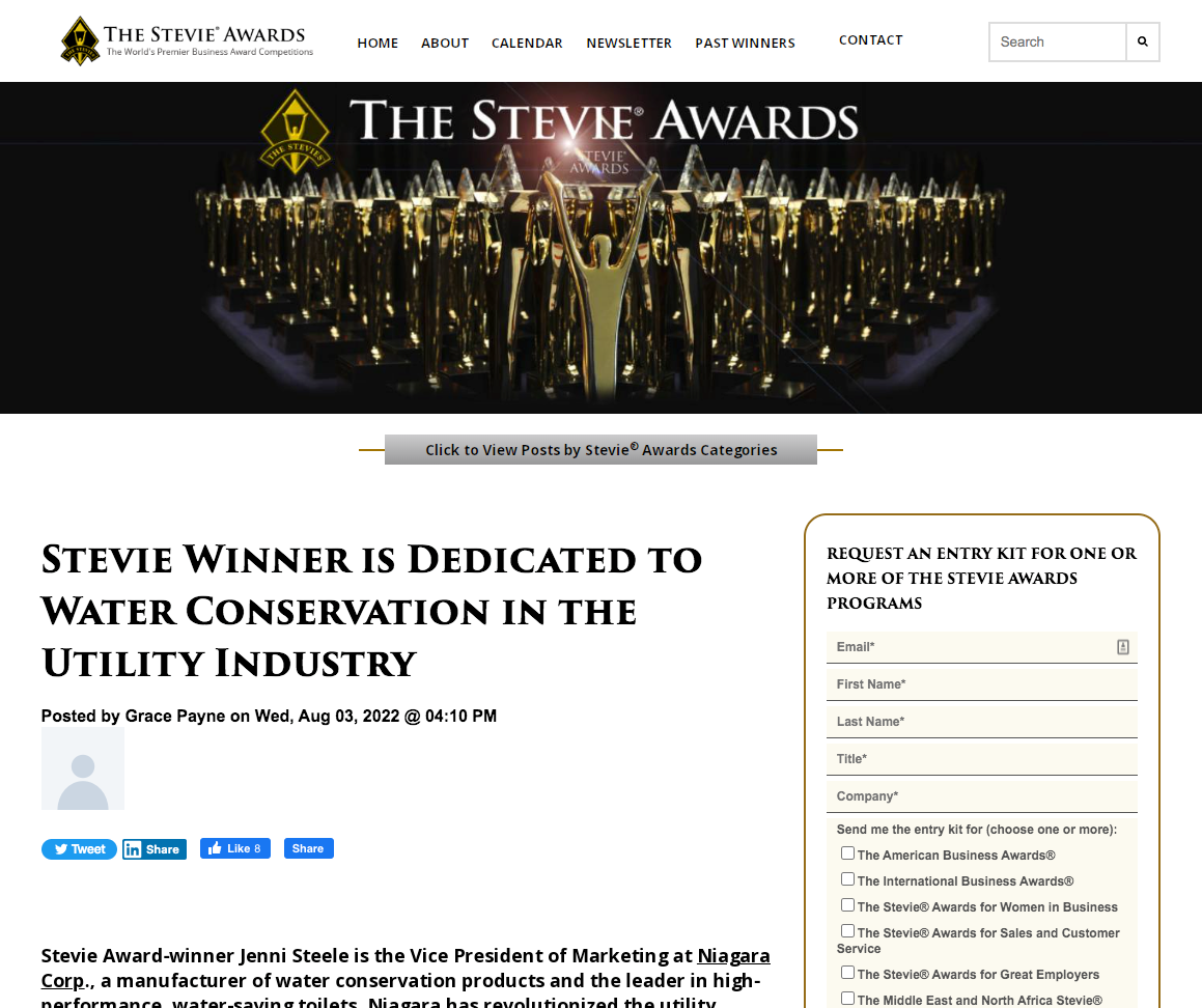 Stevie Winner is Dedicated to Water Conservation in the Utility Industry