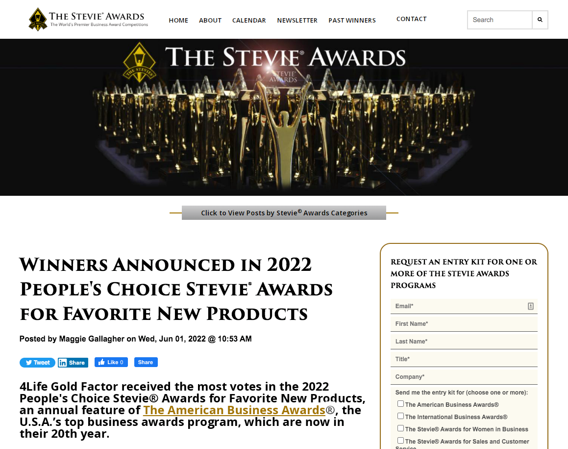 Winners Announced in 2022 People's Choice Stevie Awards for Favorite New Products