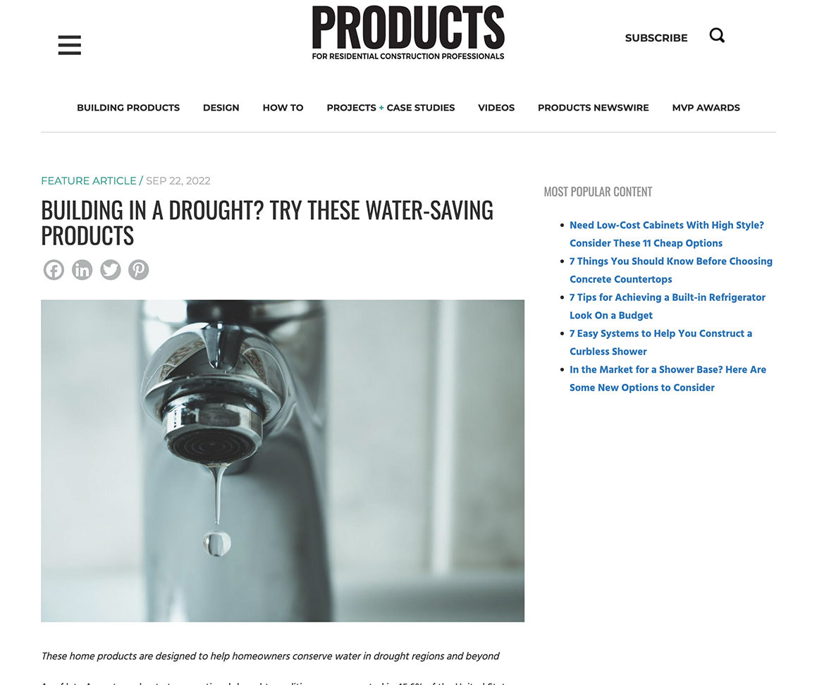 Water Saving Products for Residential