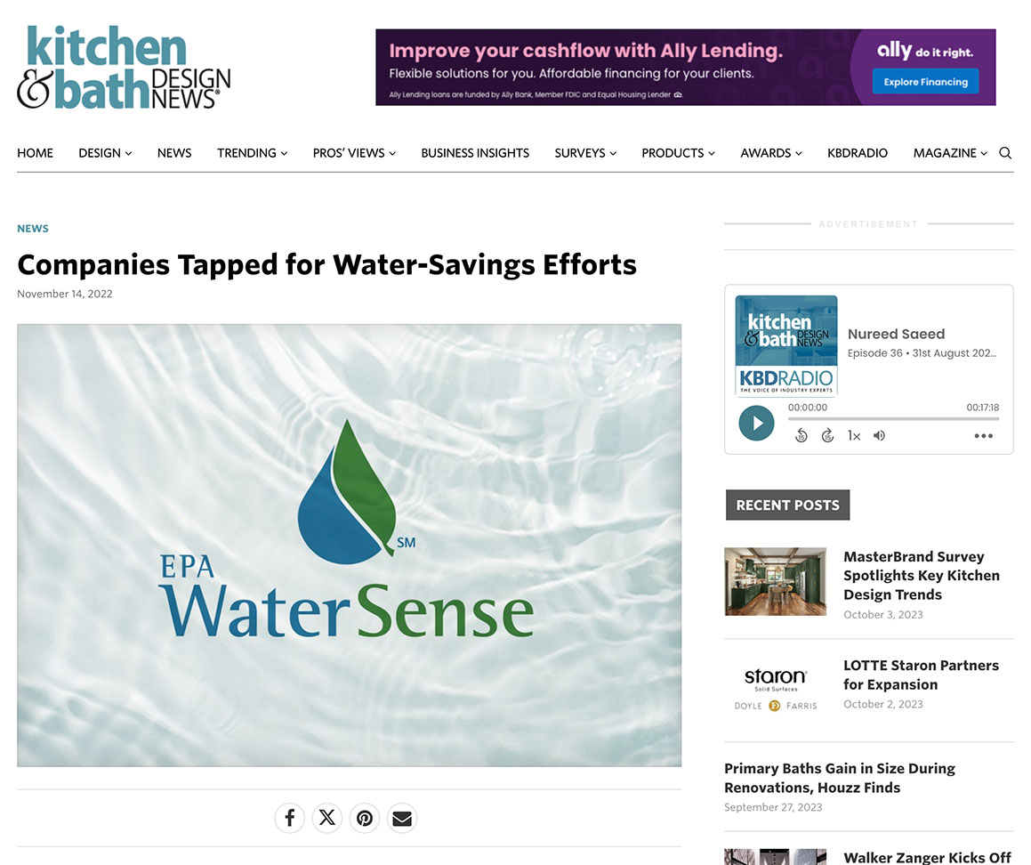 Kitchen & Bath Design News - Companies Tapped for Water Savings
