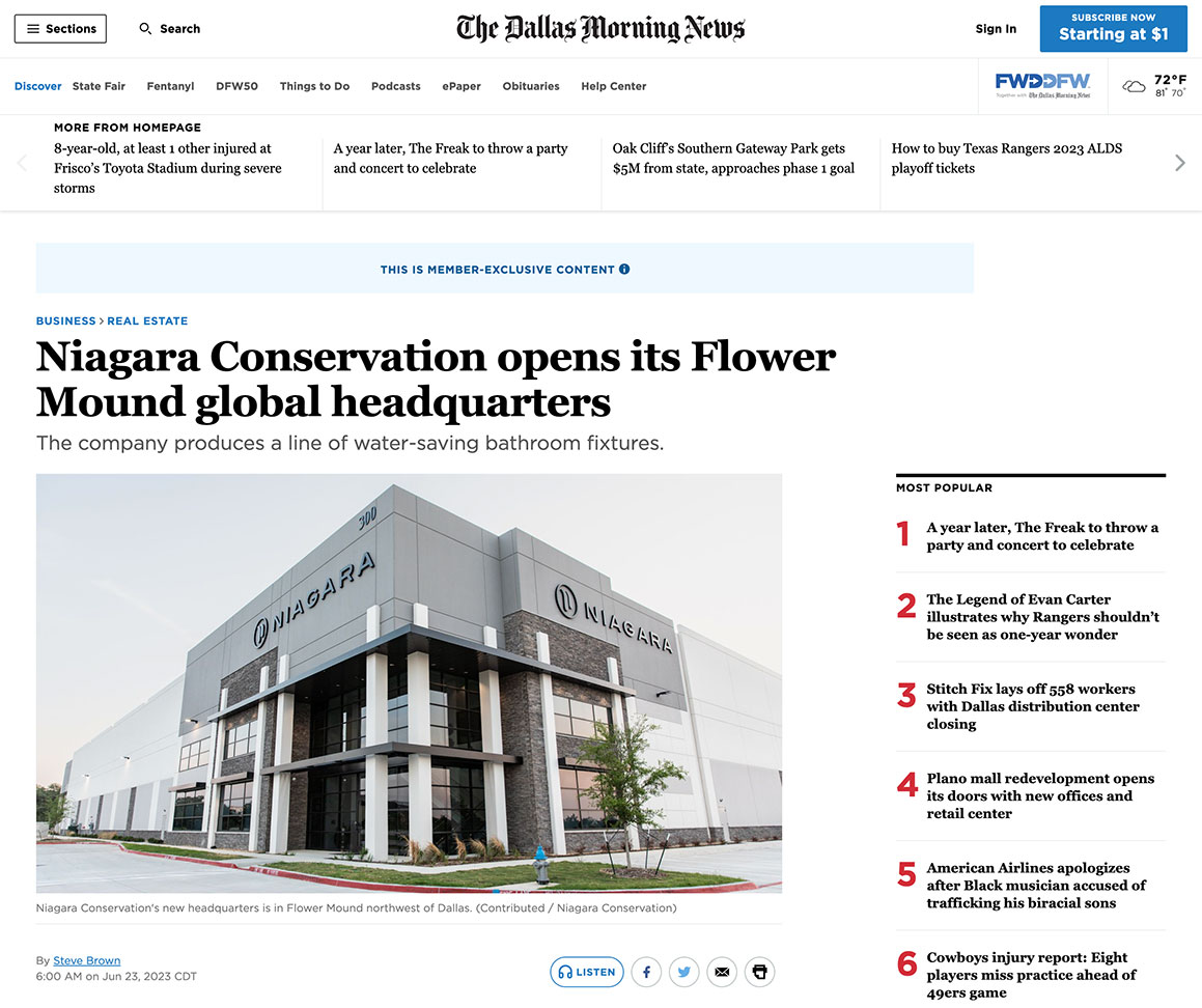 Niagara Conservation New Headquarters Flower Mound Texas
